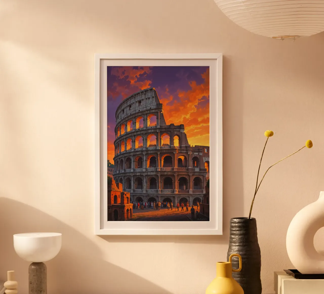 Evening Splendor – The Colosseum in Sunset Hues carta hahnemühle da AlbertKlee