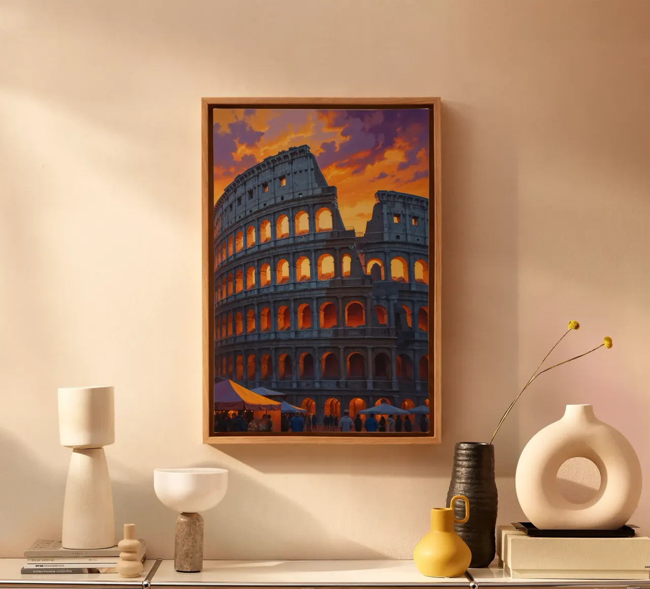 Timeless Sunset – The Colosseum in Golden Light tela con Cornice a cassetta da AlbertKlee