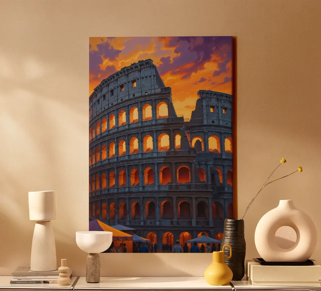 Timeless Sunset – The Colosseum in Golden Light tela con Cornice a cassetta da AlbertKlee