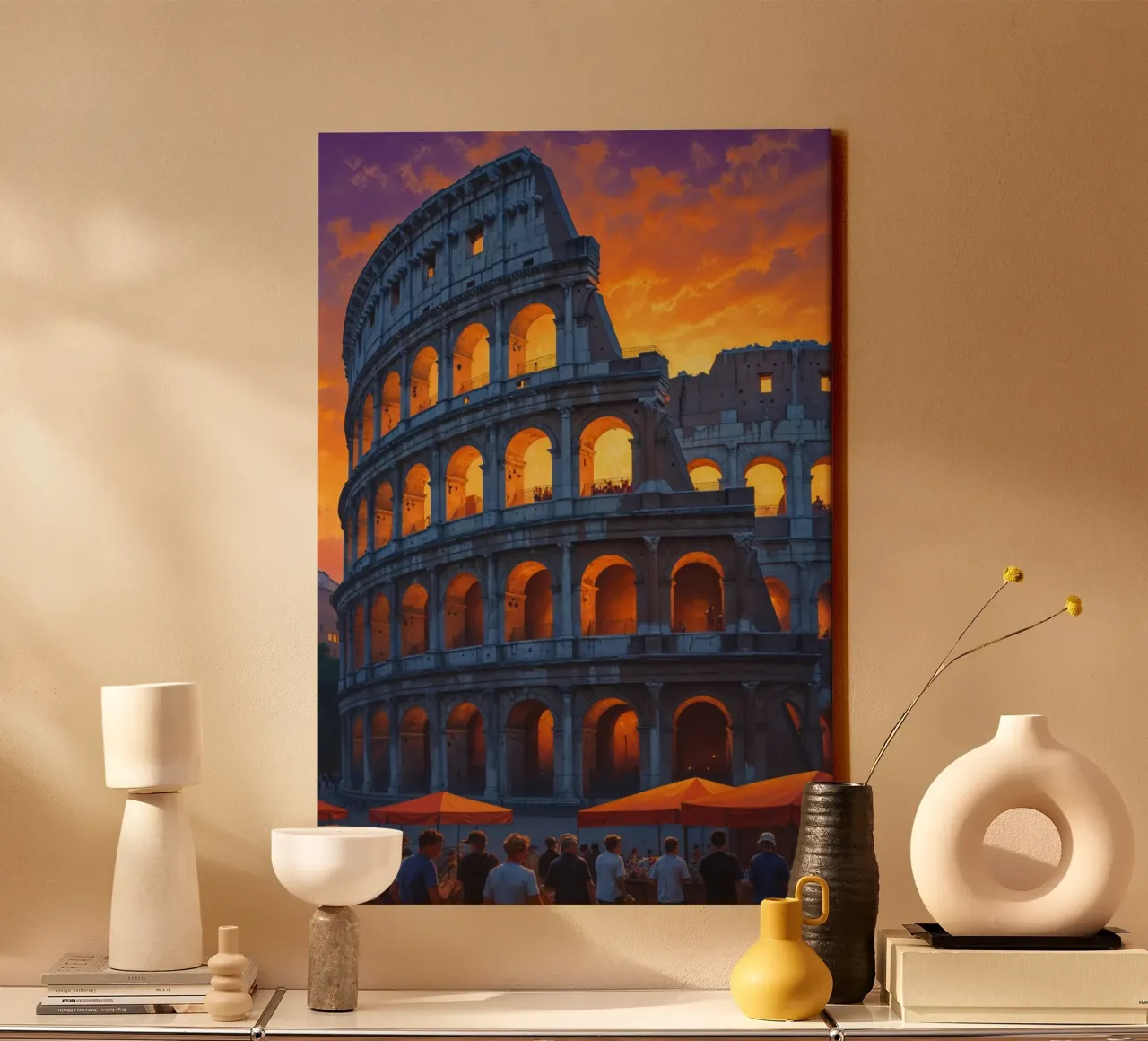 Radiant Sunset – The Colosseum in Eternal Light tela da AlbertKlee