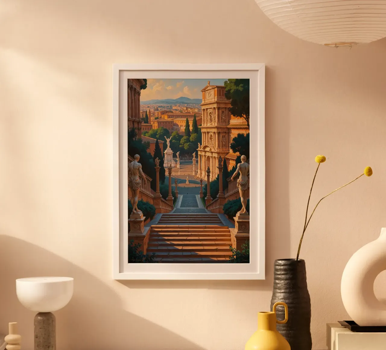 A Renaissance View of Rome's Capitoline Hill poster con telaio in alluminio da AlbertKlee
