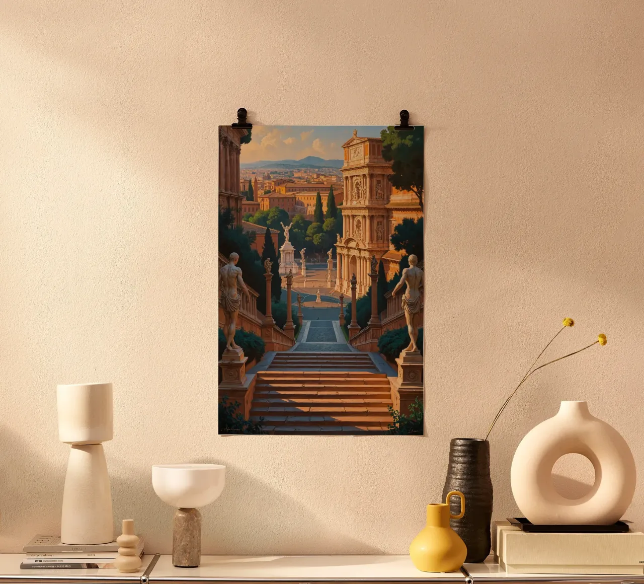 A Renaissance View of Rome's Capitoline Hill poster con telaio in alluminio da AlbertKlee
