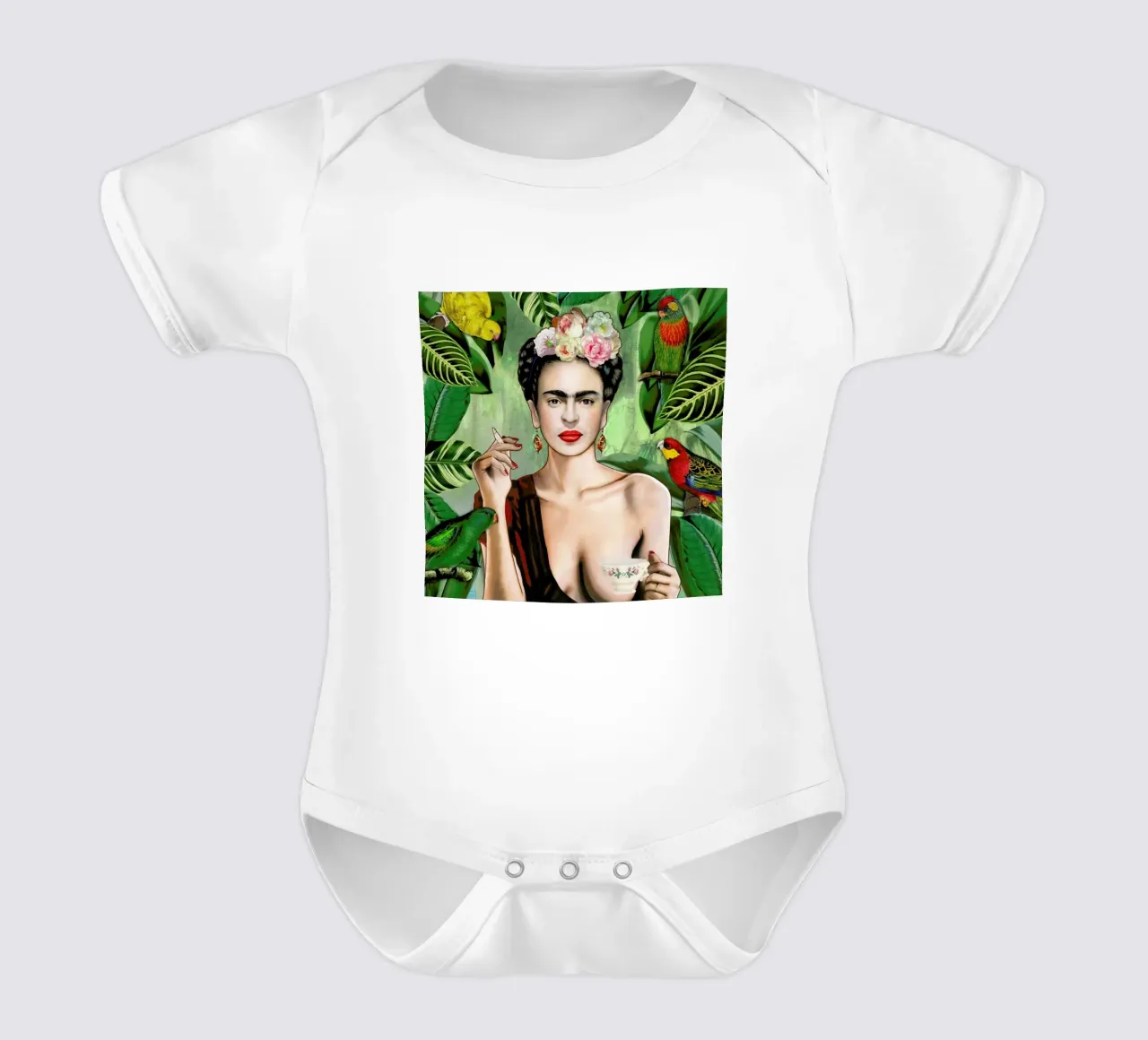 Frida Con Amigos short-sleeve baby romper by Nettsch