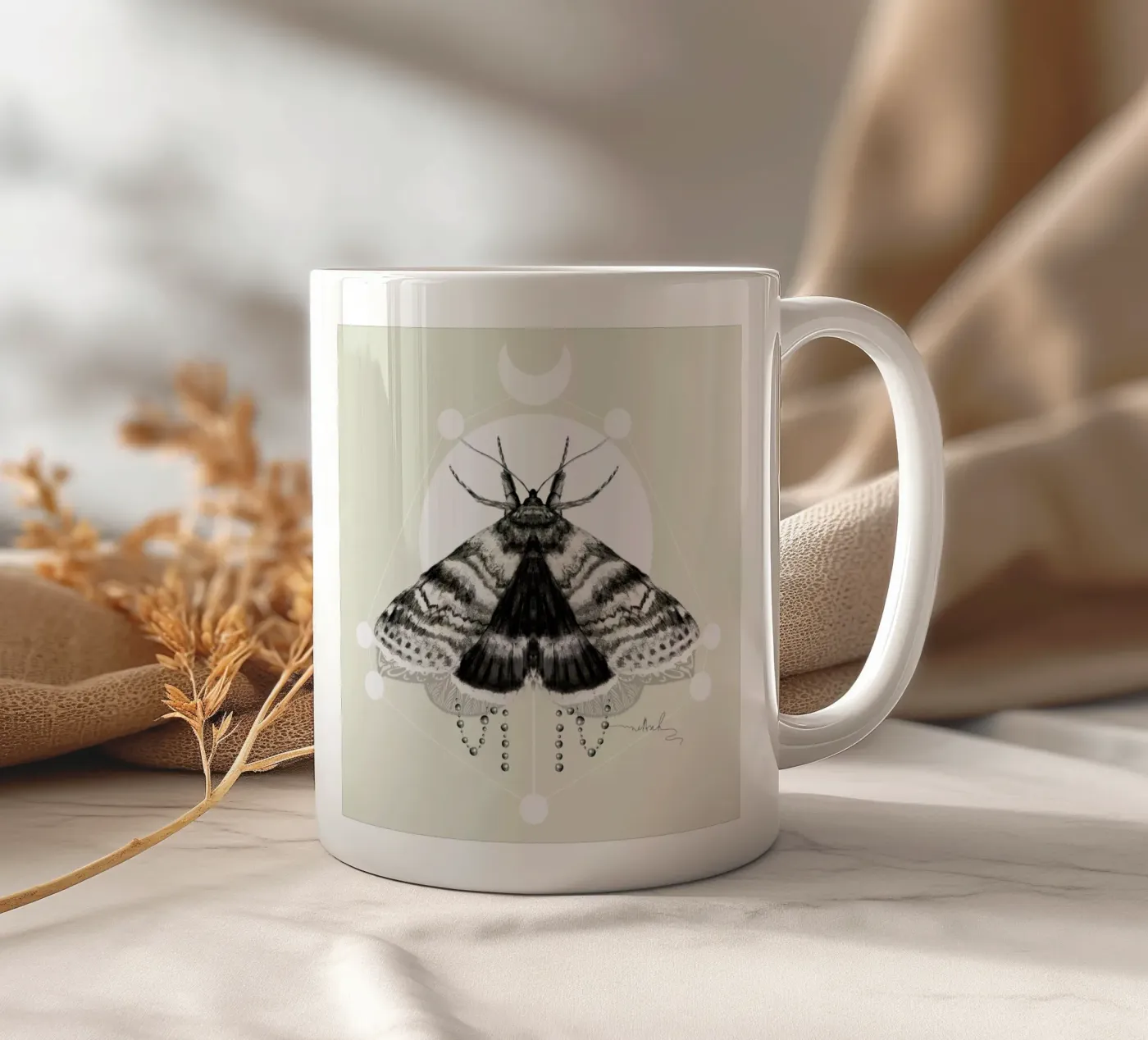 Moth keramische mok van Nettsch