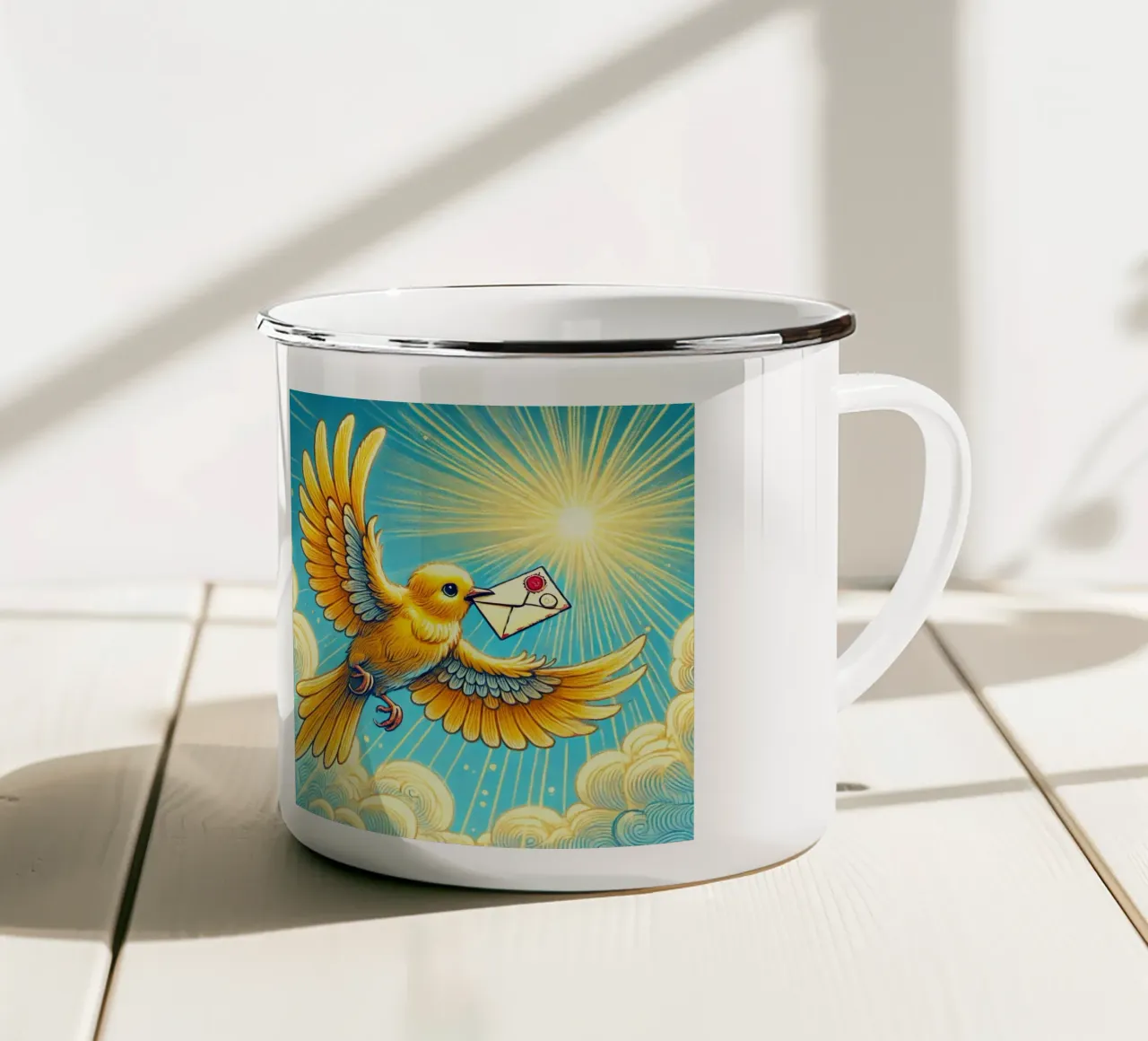 Messaggero alato tazza in smalto da FluffyToons