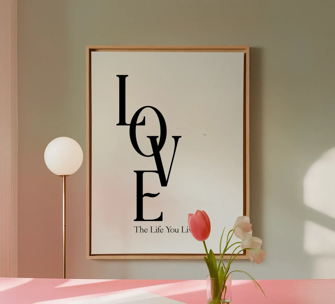Amore per la vita che vivi Tipografia moderna tela con Cornice a cassetta da YV TYPOGRAPHY
