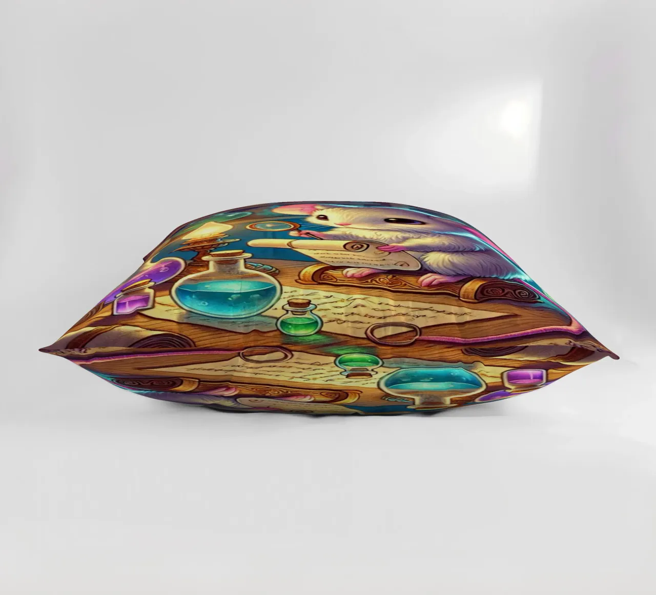 The Curious Mouse Scientist decorative cushion by FluffyToons