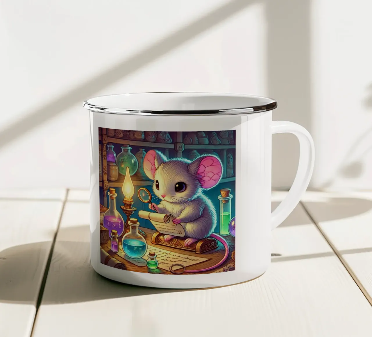 Il topo scienziato curioso tazza in smalto da FluffyToons