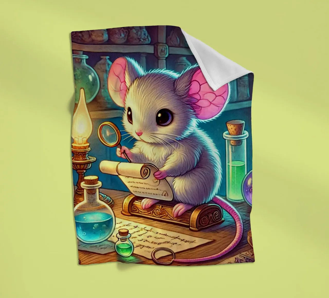 The Curious Mouse Scientist fleece blanket by FluffyToons