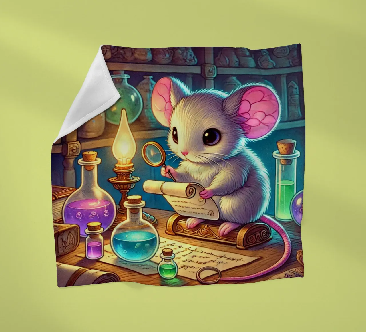The Curious Mouse Scientist fleece blanket by FluffyToons