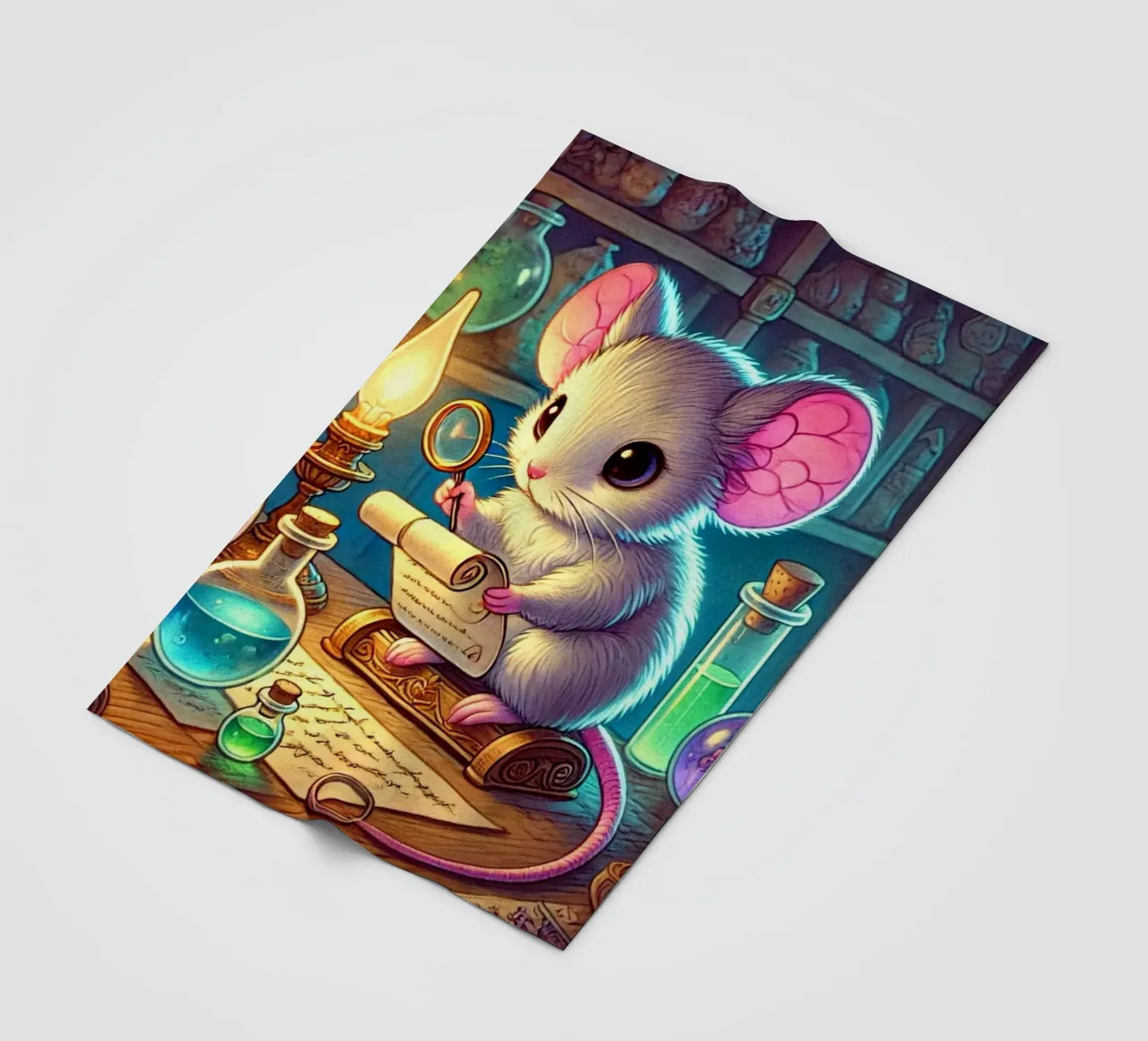 The Curious Mouse Scientist fleece blanket by FluffyToons