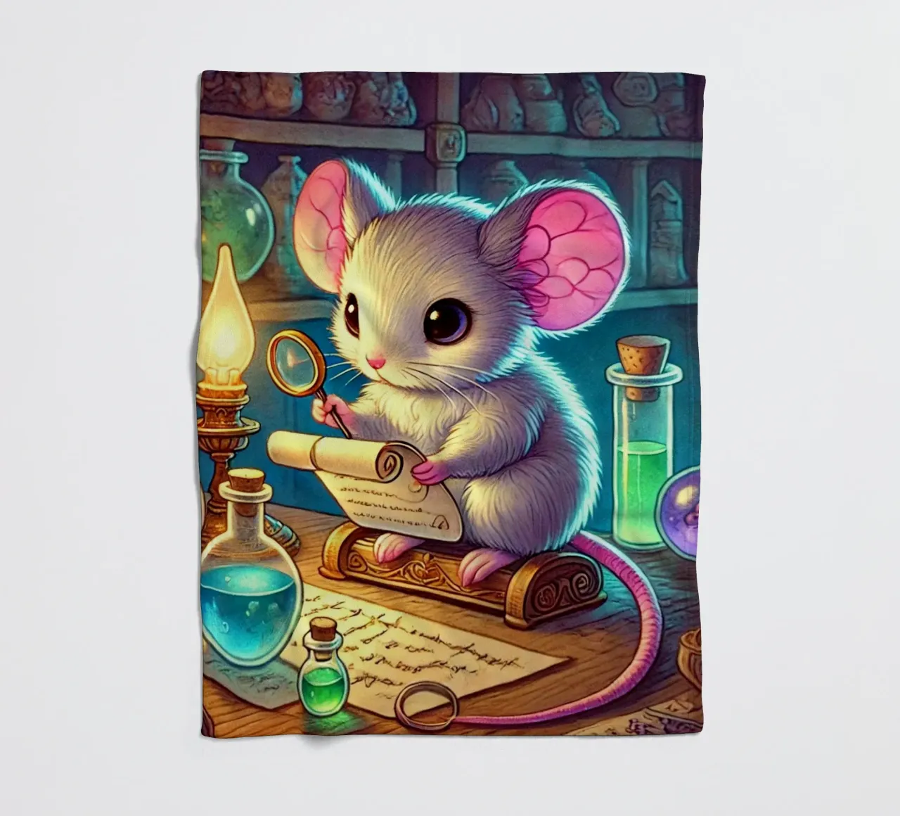 The Curious Mouse Scientist fleece blanket by FluffyToons