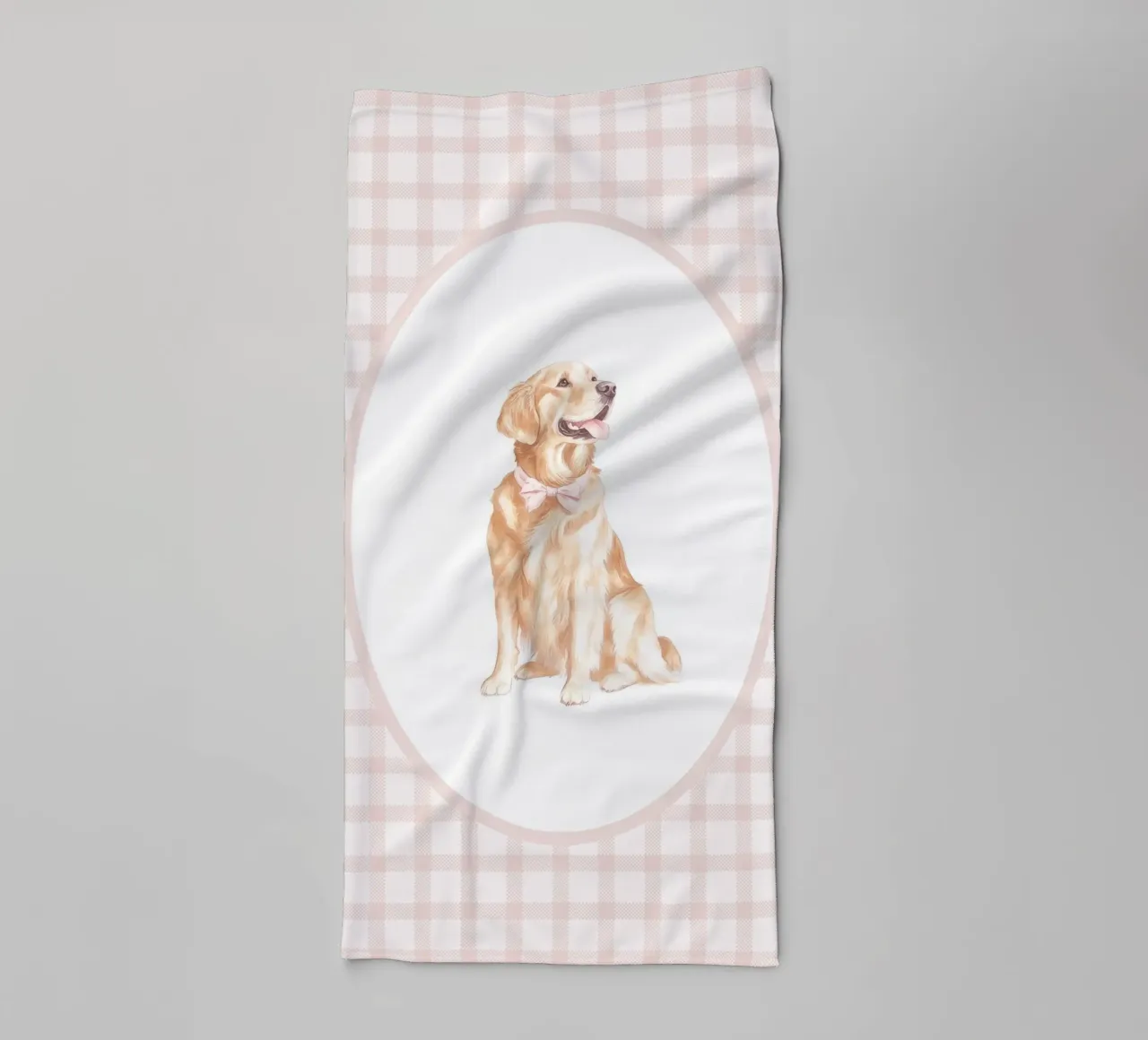 Golden Retriever con fiocco rosa asciugamano da bagno da Jungle Joy Art