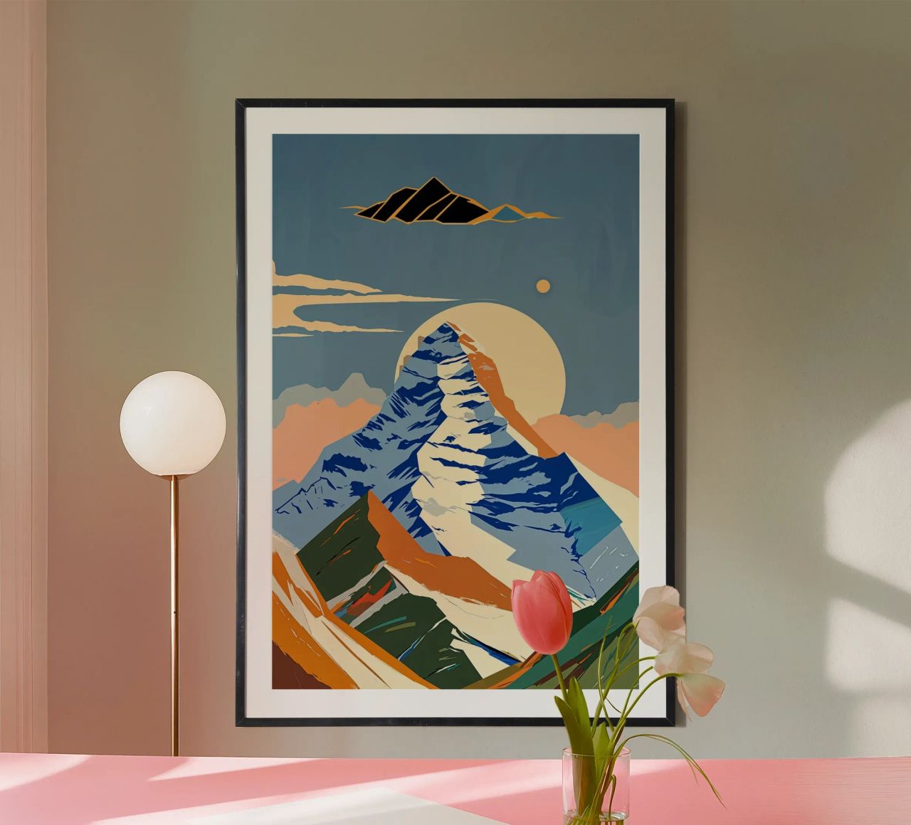 Abstract Everest with Sunlit Summit Poster von AlbertKlee