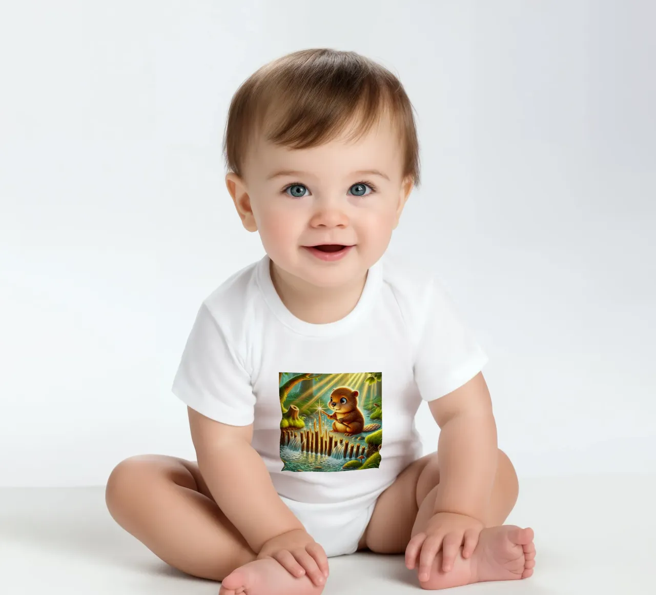 Ingenious Baby Beaver short-sleeve baby romper by FluffyToons