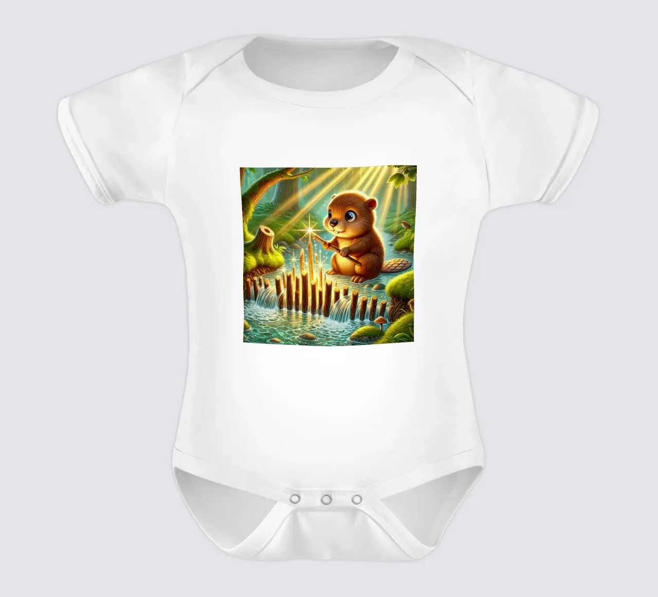Ingenious Baby Beaver short-sleeve baby romper by FluffyToons