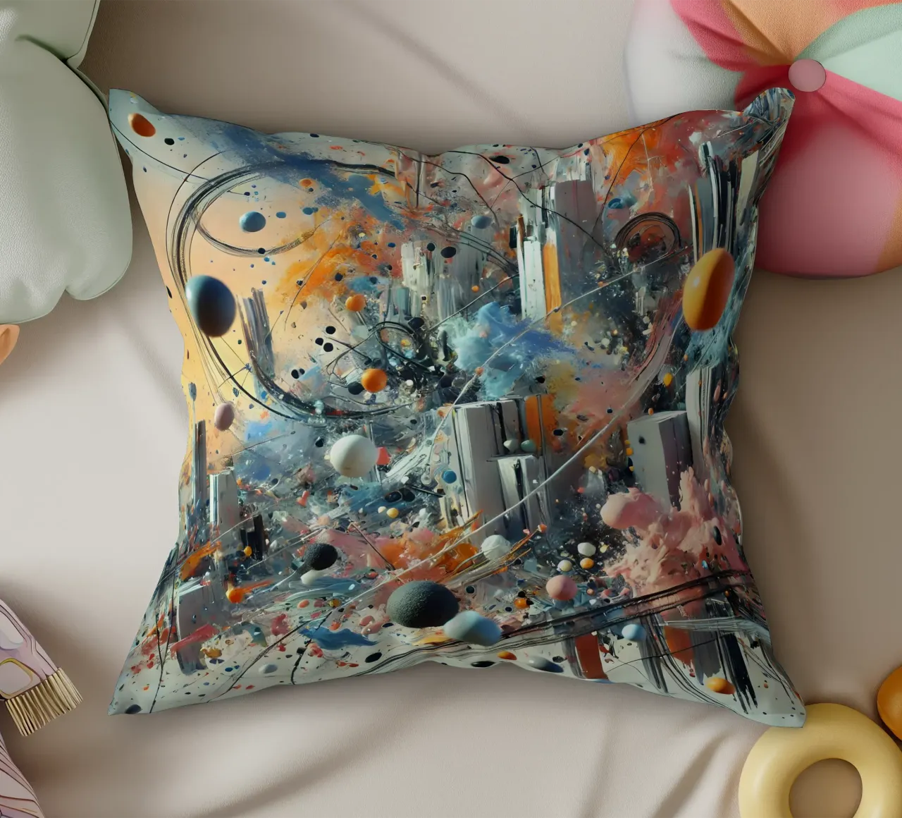 action splash abstract decorative cushion by abstrakt