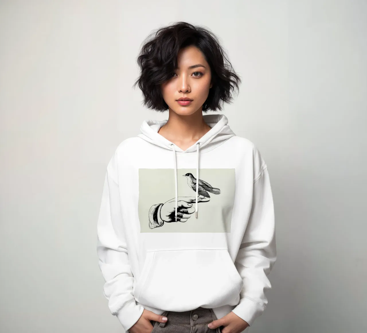 Bird in the hand sudadera con capucha de Jacqueline Maldonado