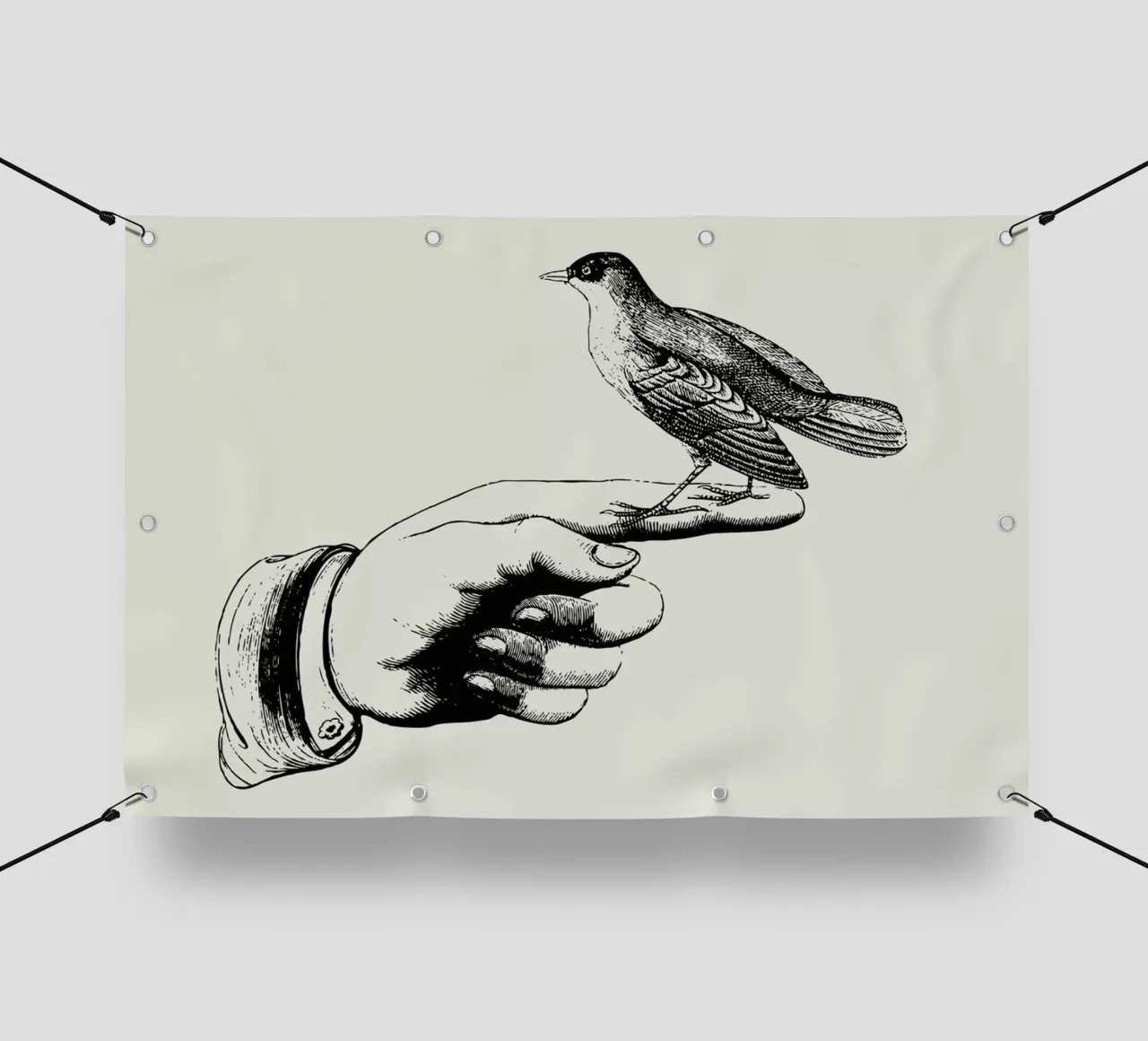Bird in the hand telo in pvc da Jacqueline Maldonado