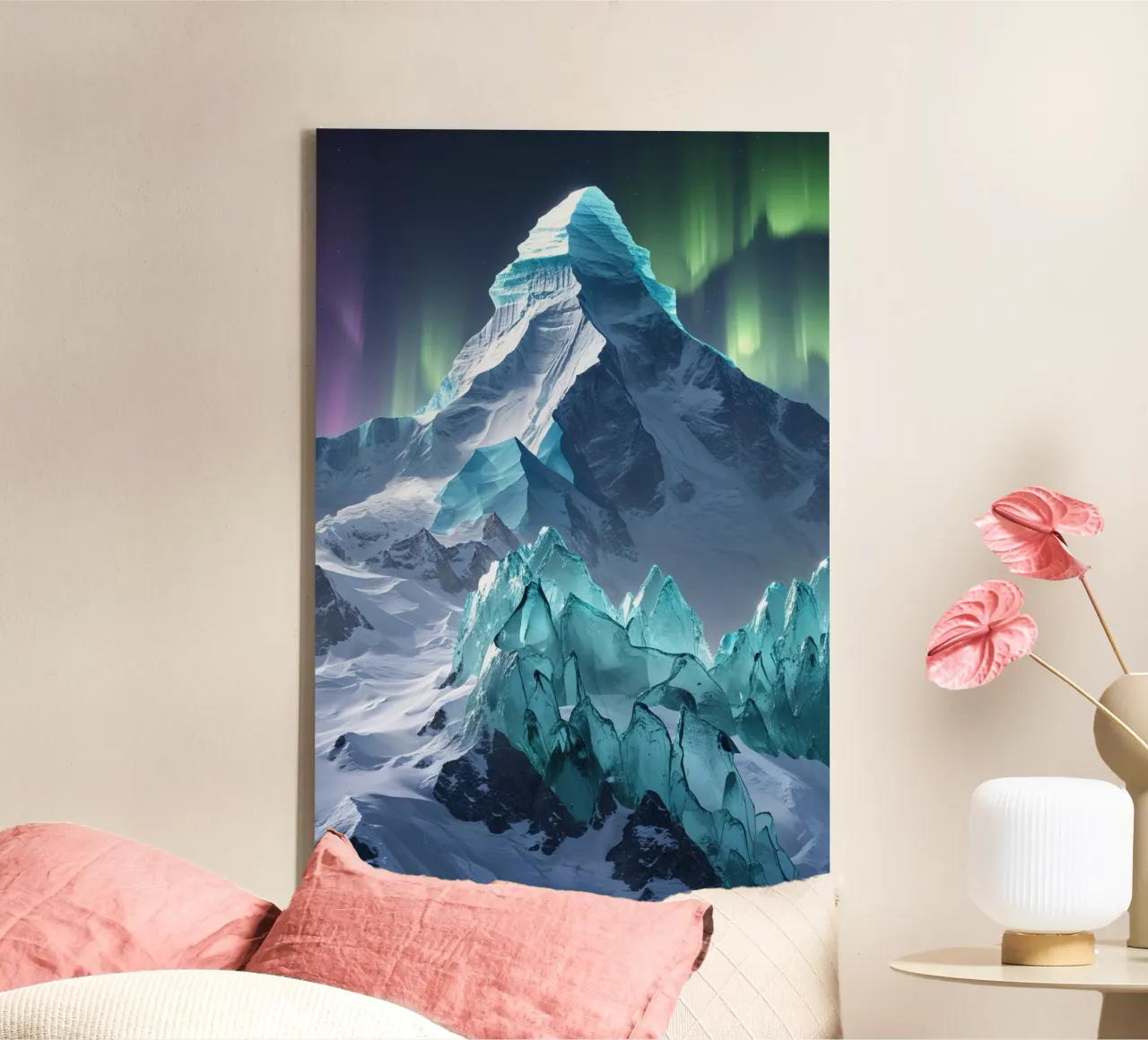 Crystal Peaks Under Auroras tela con Cornice a cassetta da AlbertKlee