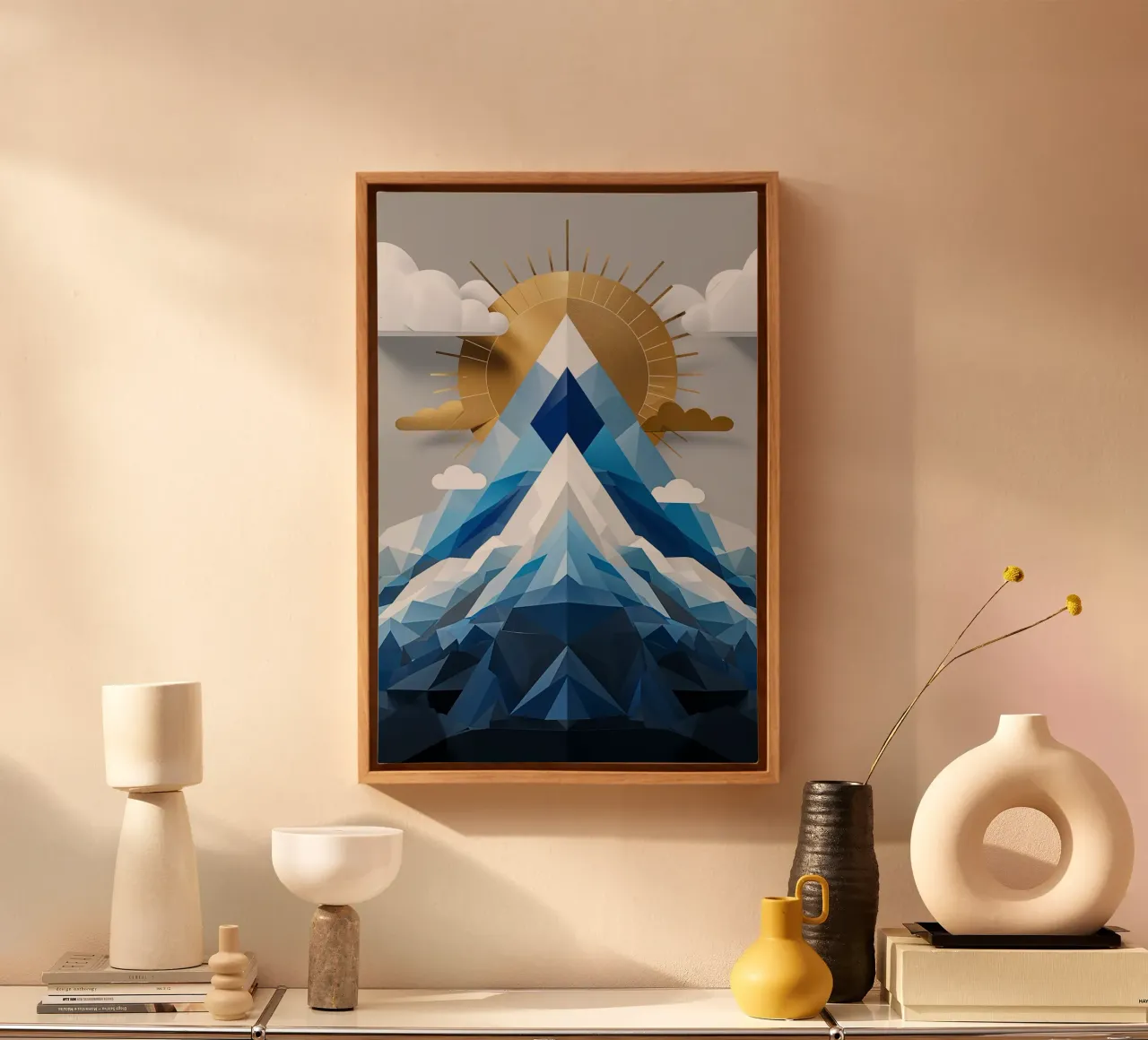Golden Geometry of Everest tela con Cornice a cassetta da AlbertKlee
