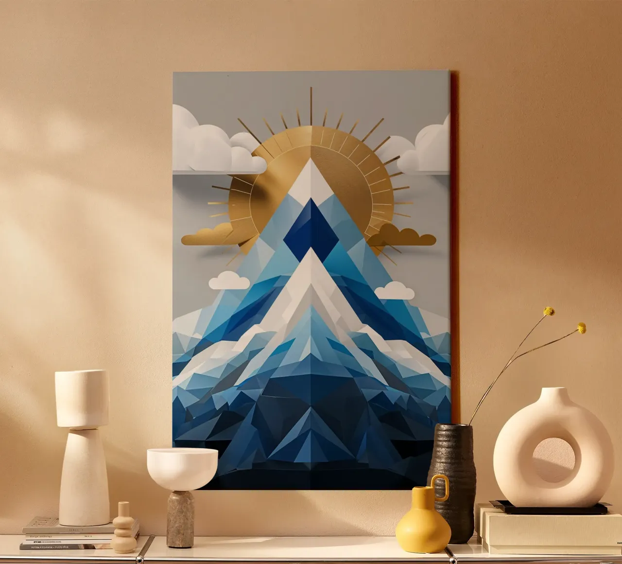 Golden Geometry of Everest tela con Cornice a cassetta da AlbertKlee
