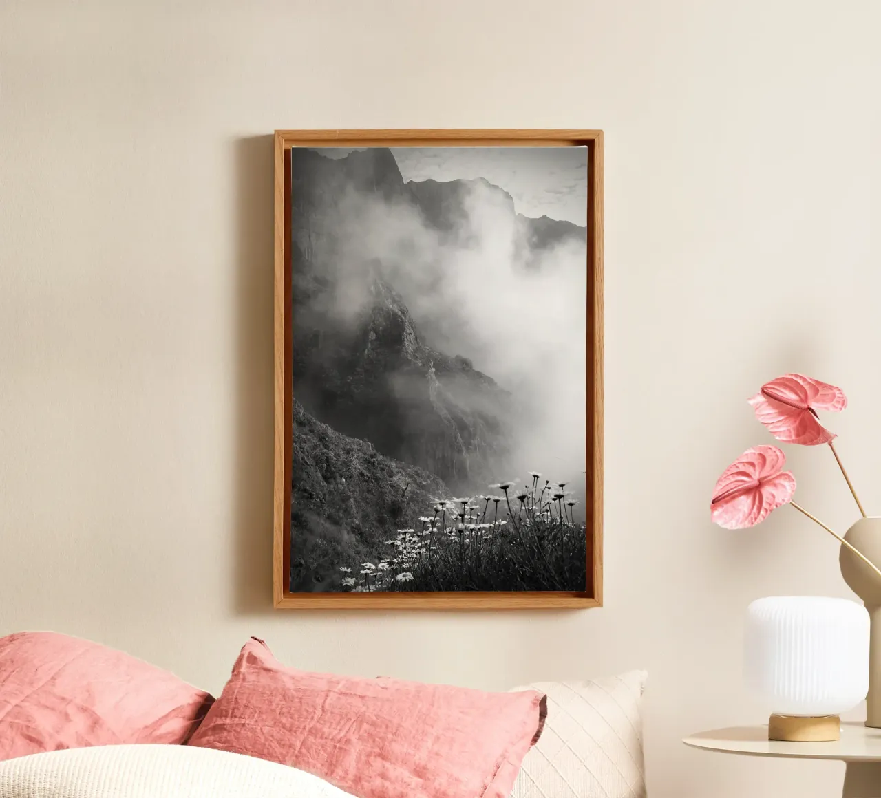 Flowers and Mountains in the Clouds - Madeira Leinwand von FEMK.