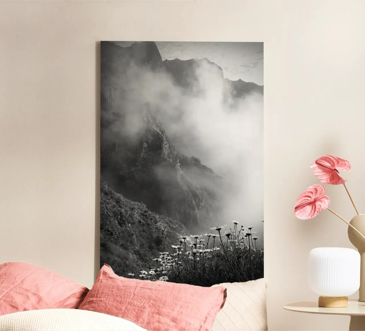 Flowers and Mountains in the Clouds - Madeira Leinwand von FEMK.