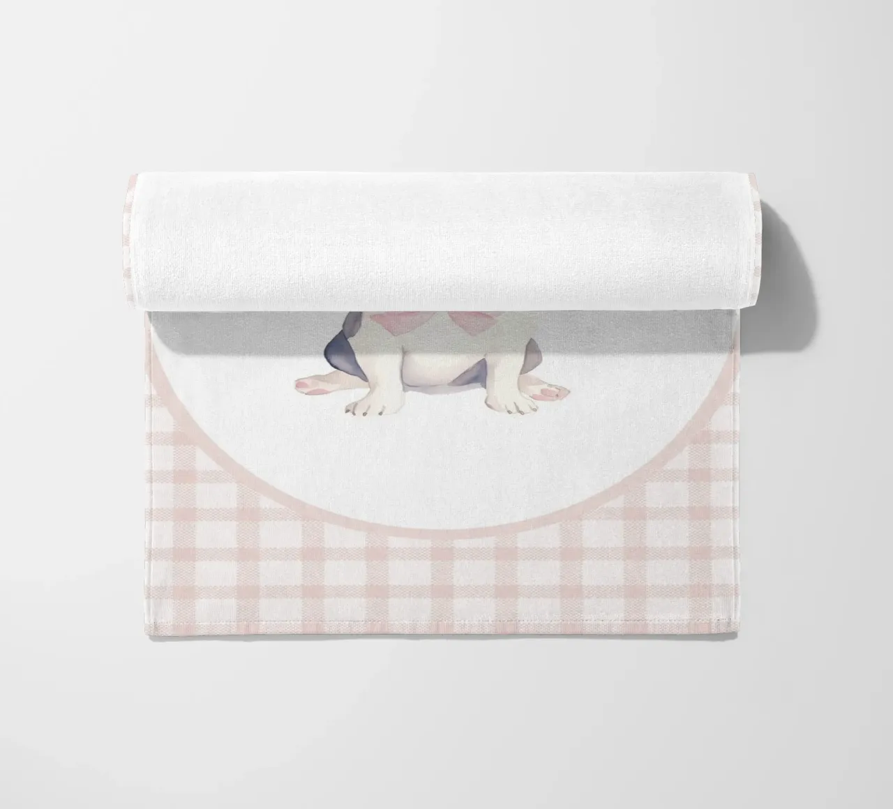 Bulldog francese con fiocco rosa telo mare da Jungle Joy Art