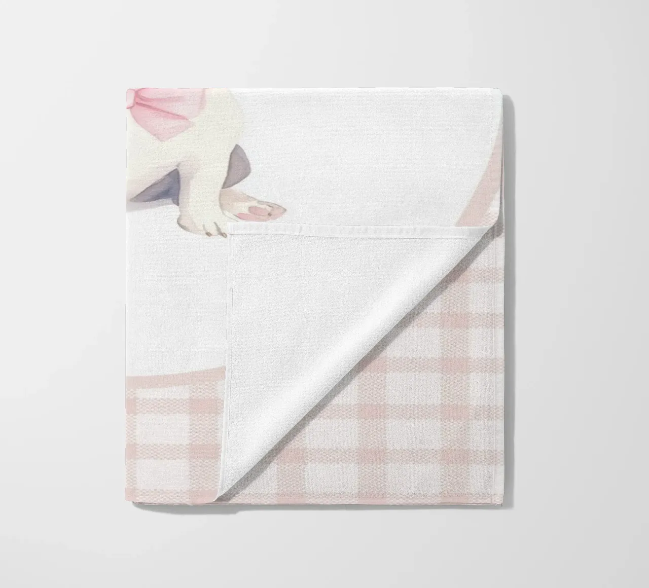 Bulldog francese con fiocco rosa telo mare da Jungle Joy Art