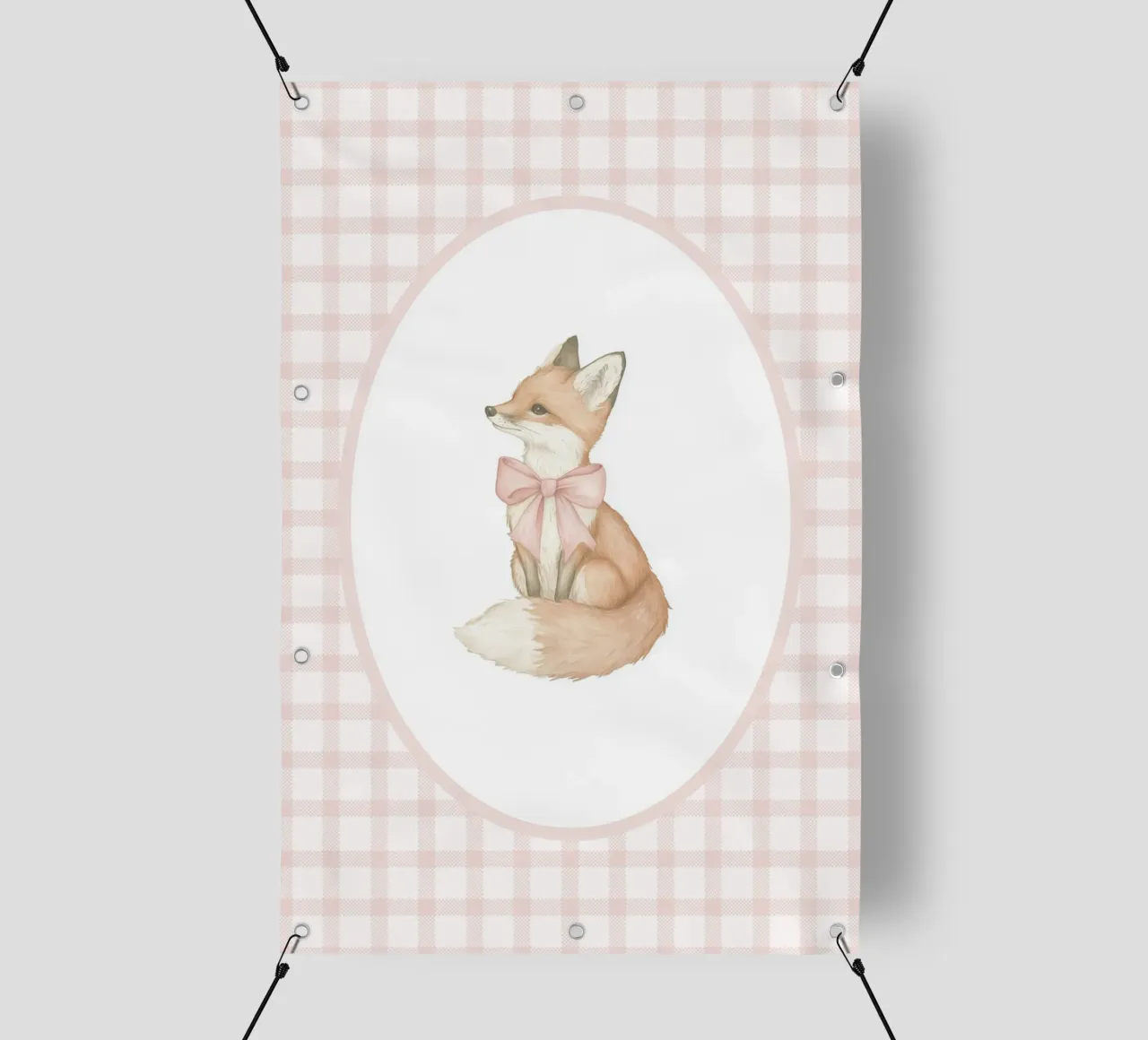 Volpe con fiocco rosa telo in pvc da Jungle Joy Art