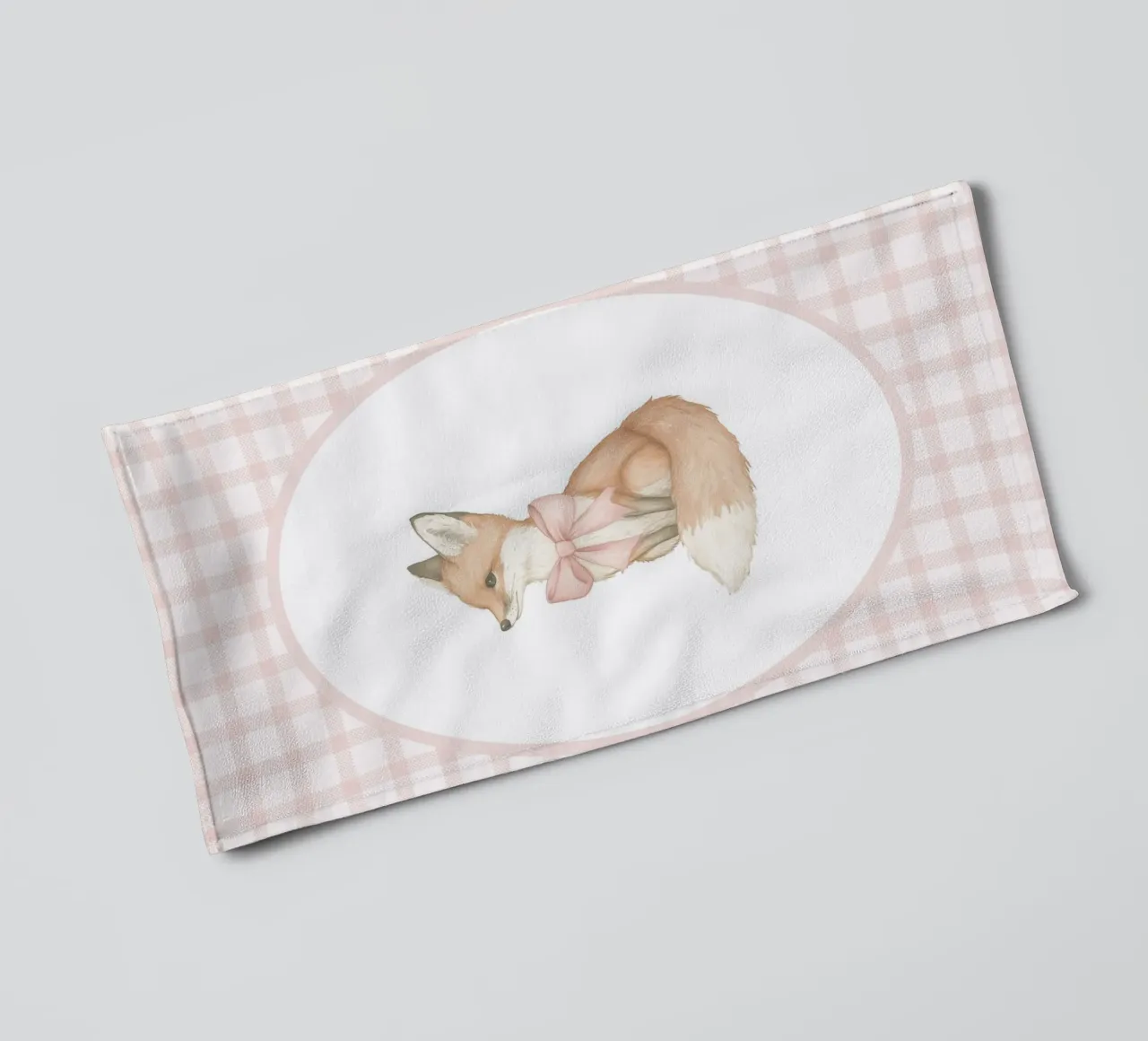 Fox with a Pink Bow towel by Jungle Joy Art