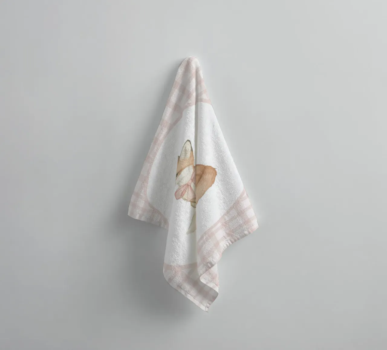 Fox with a Pink Bow towel by Jungle Joy Art
