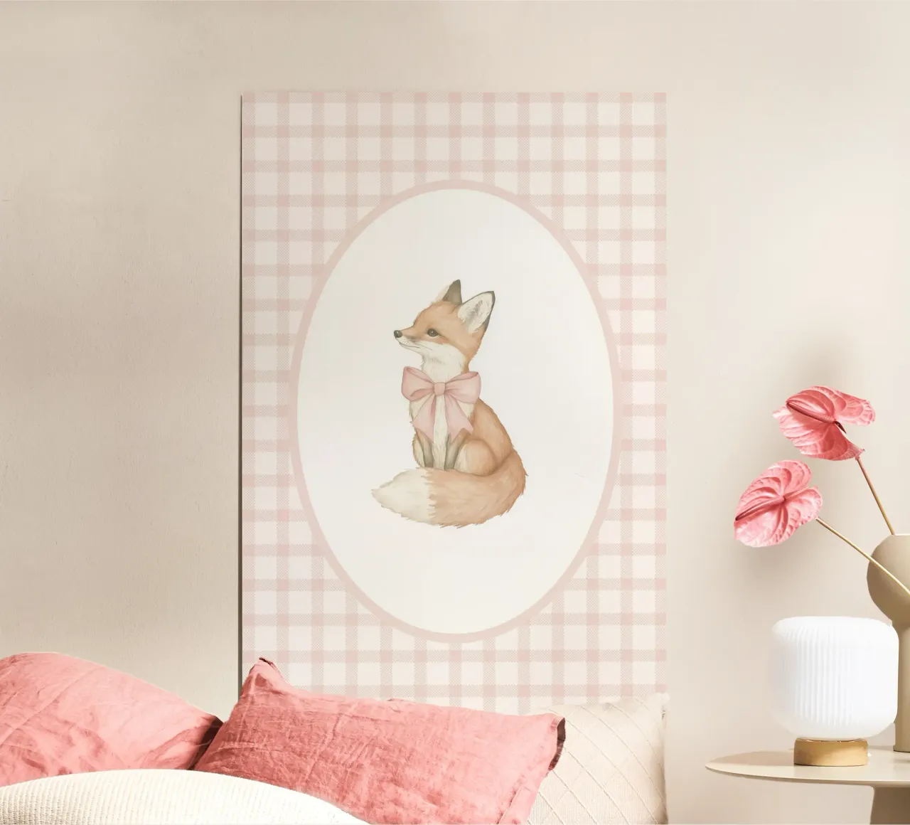 Fox with a Pink Bow hahnemühle by Jungle Joy Art