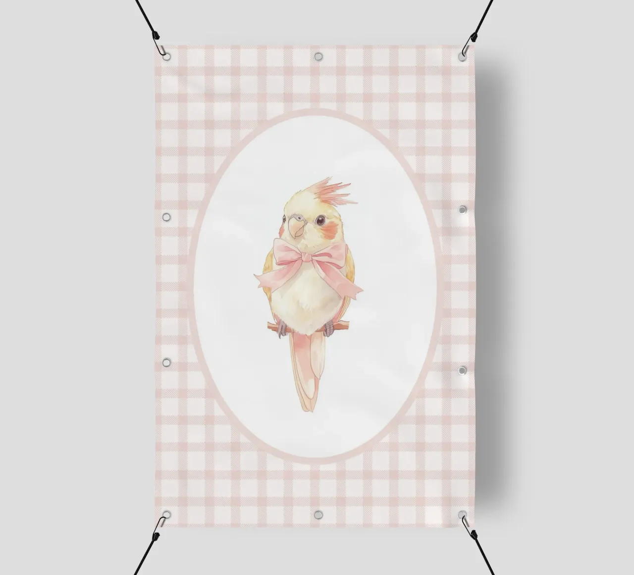 Cacatua con fiocco rosa telo in pvc da Jungle Joy Art