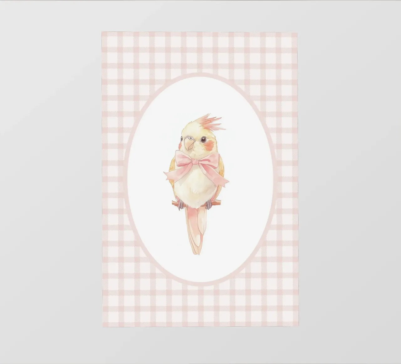 Cacatua con fiocco rosa telo in pvc da Jungle Joy Art