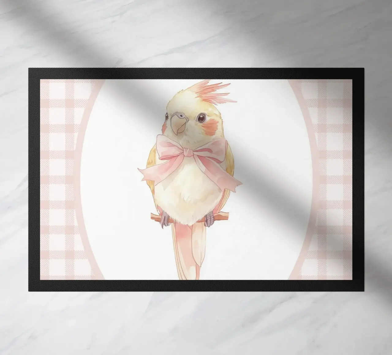 Cacatua con fiocco rosa zerbino da Jungle Joy Art