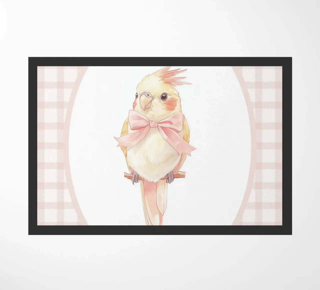 Cacatua con fiocco rosa zerbino da Jungle Joy Art