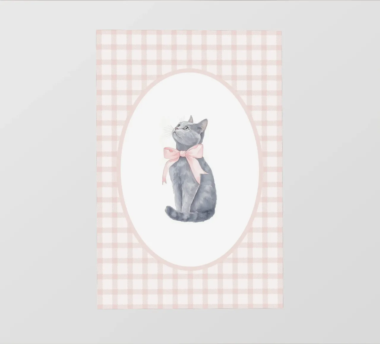 Gatto con fiocco rosa pellicola backlit da Jungle Joy Art