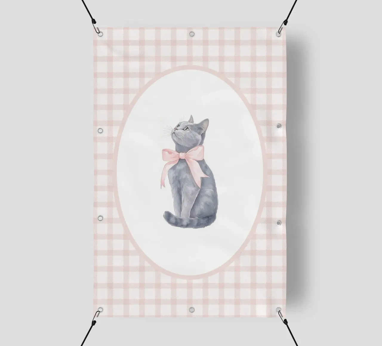 Gatto con fiocco rosa telo in pvc da Jungle Joy Art