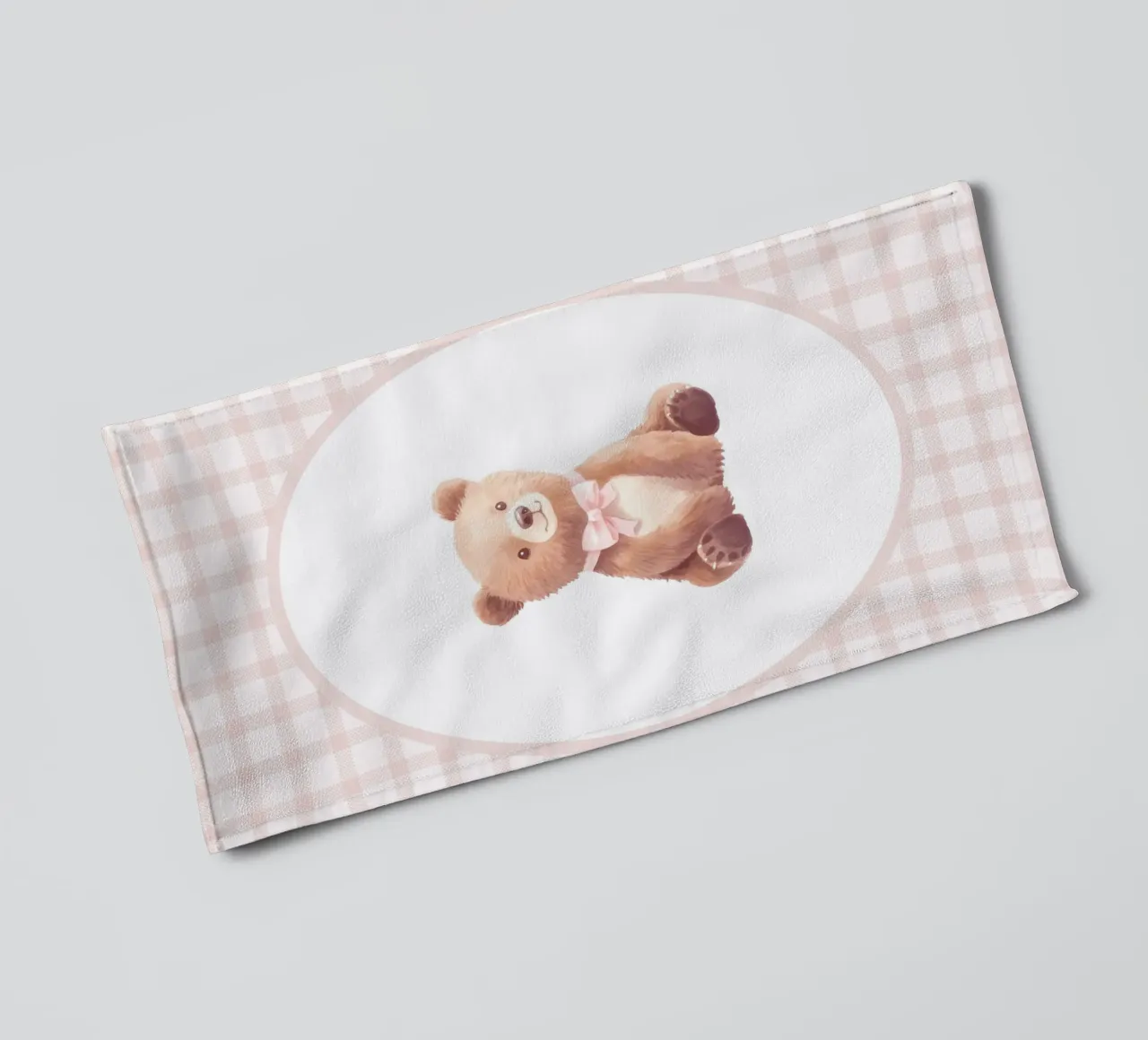 Bear with Pink Bow towel by Jungle Joy Art