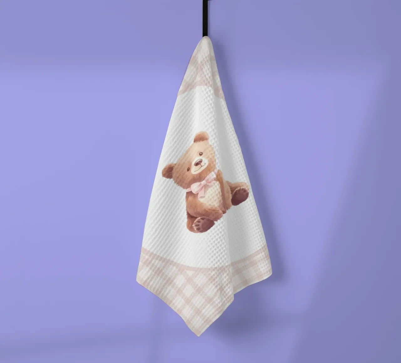 Bear with Pink Bow tea towel by Jungle Joy Art