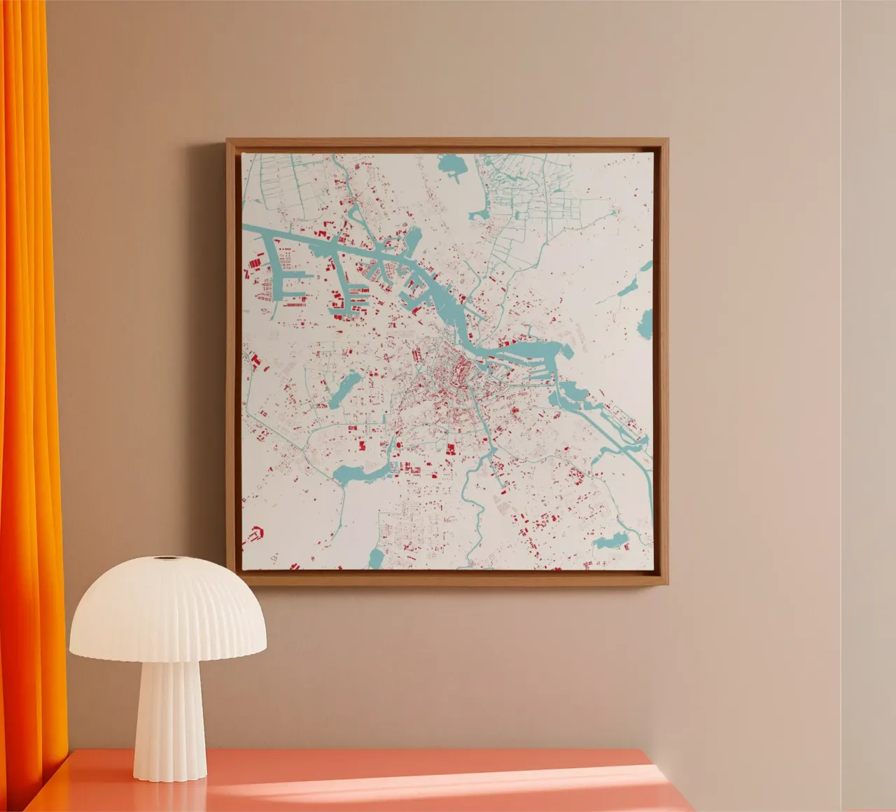 Amsterdam Red tela con Cornice a cassetta da Urban Maps