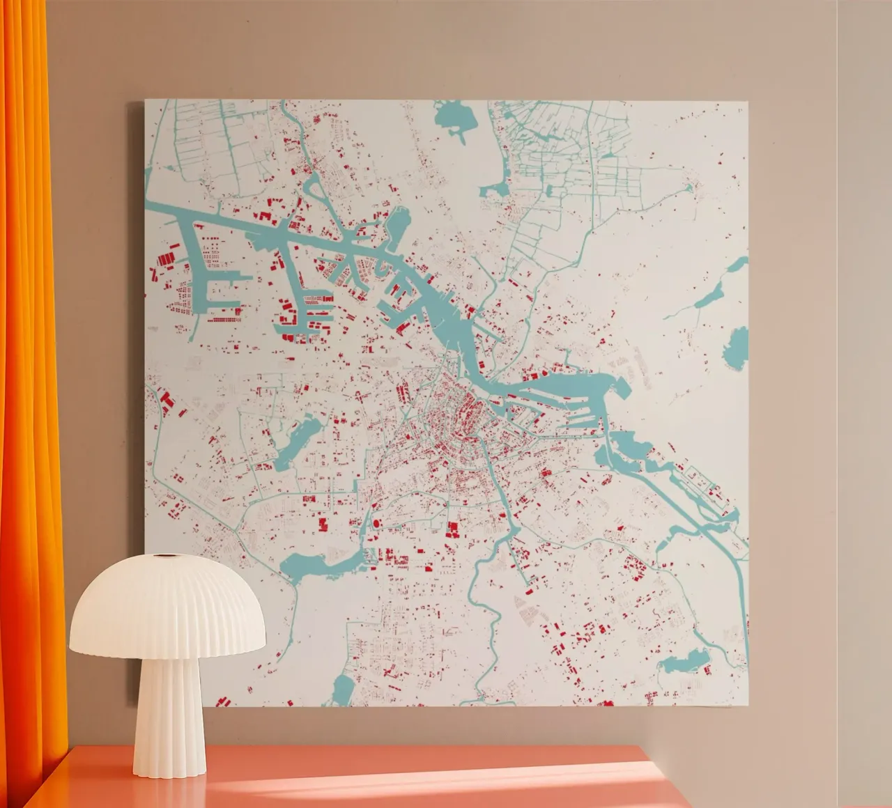 Amsterdam Red tela con Cornice a cassetta da Urban Maps