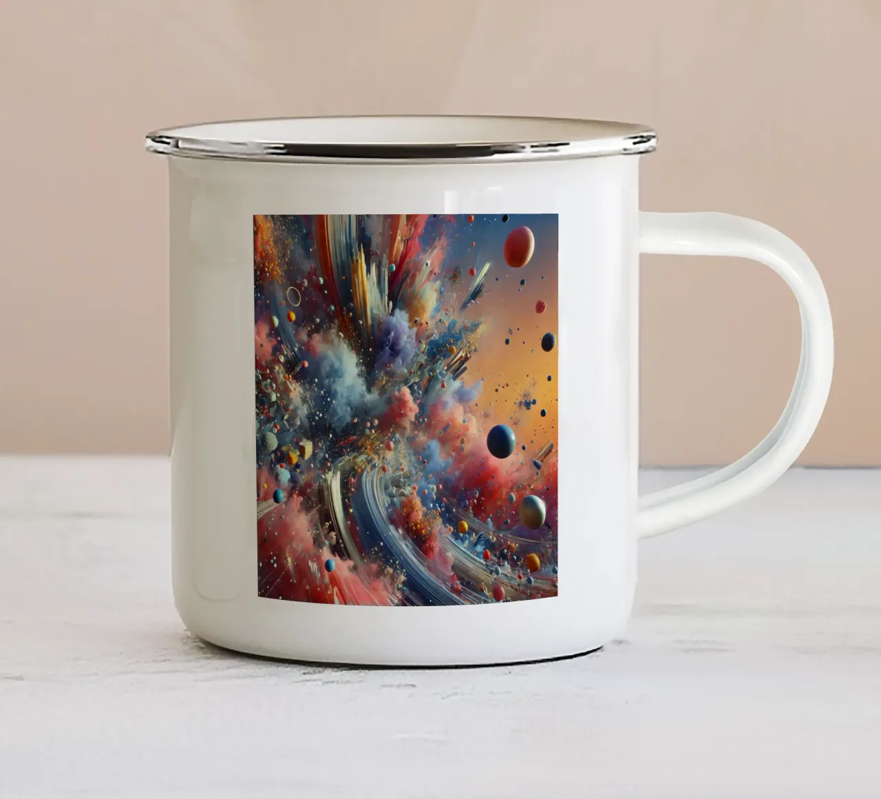 action splash abstract mug en émail de abstrakt