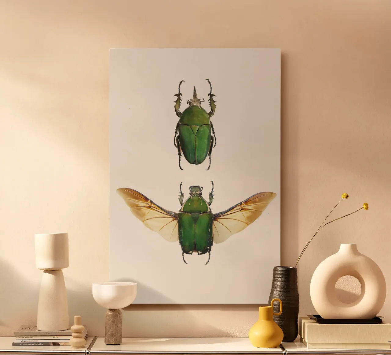Nature’s Jewels: Green Beetles forex plate by Curious Collections by Marielle Leenders