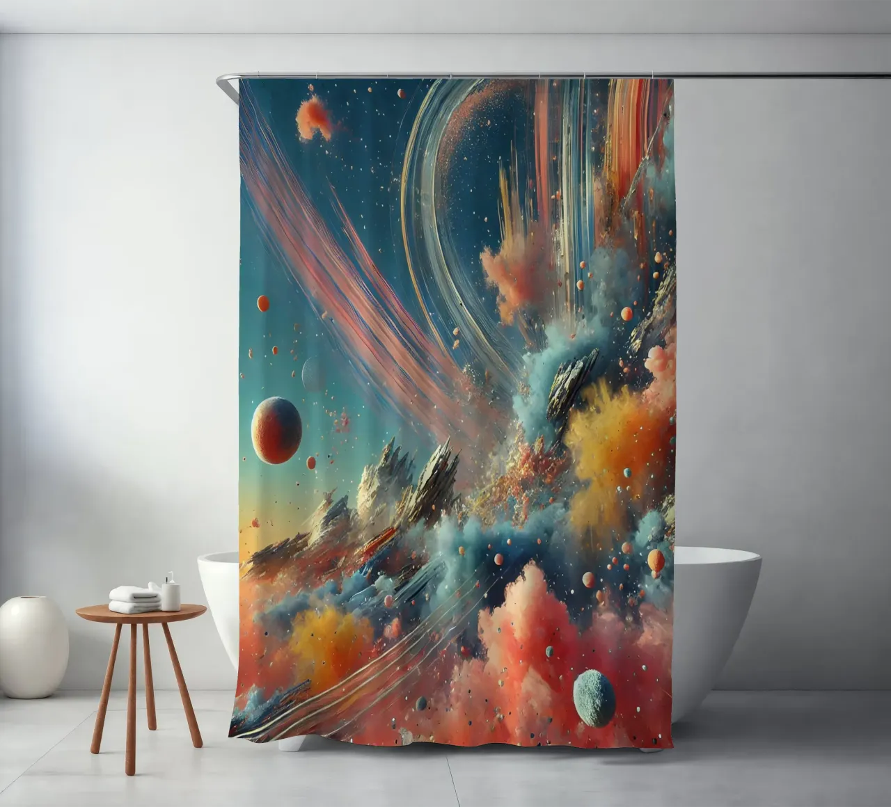 action splash abstract tenda da doccia da abstrakt