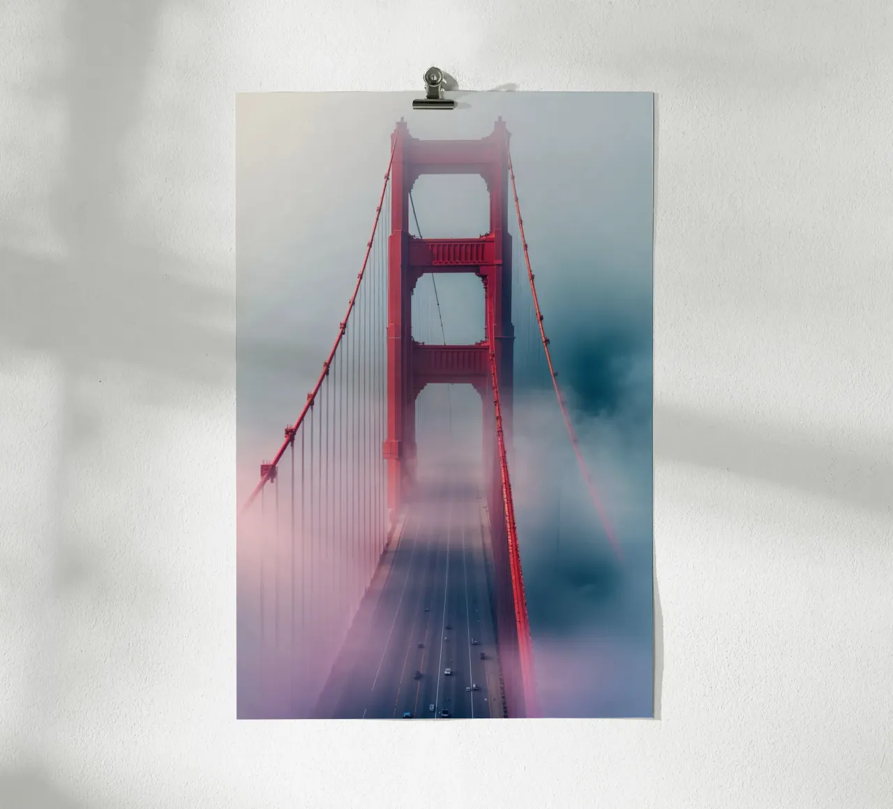 Golden Gate Bridge Illuminated Through the Mist carta hahnemühle da AlbertKlee