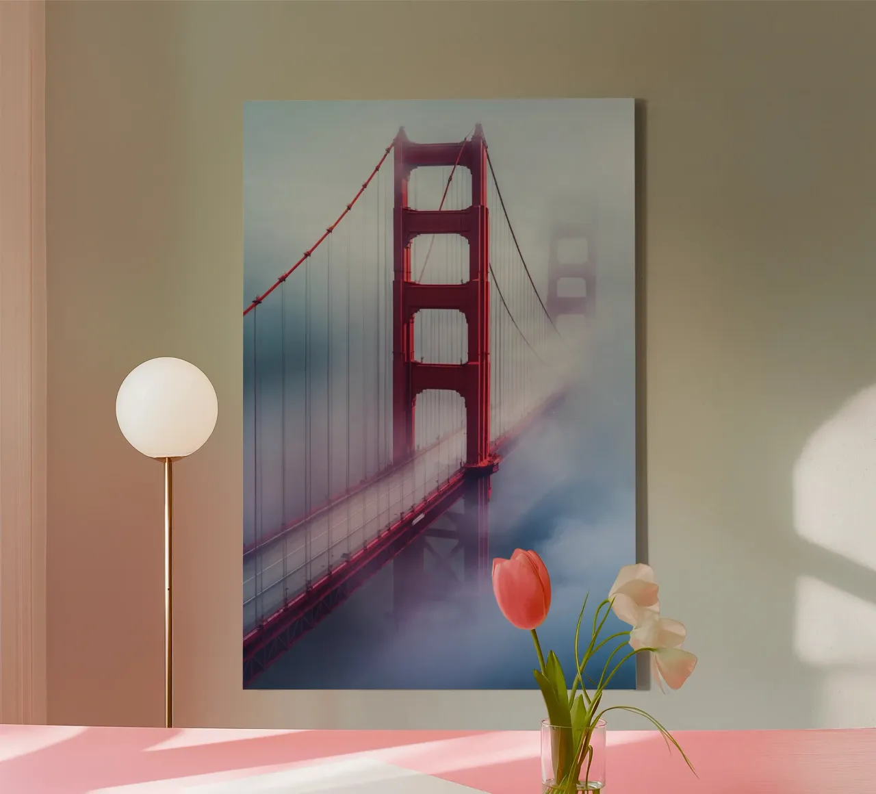 Golden Gate Bridge Cloaked in Mysterious Fog tela da AlbertKlee