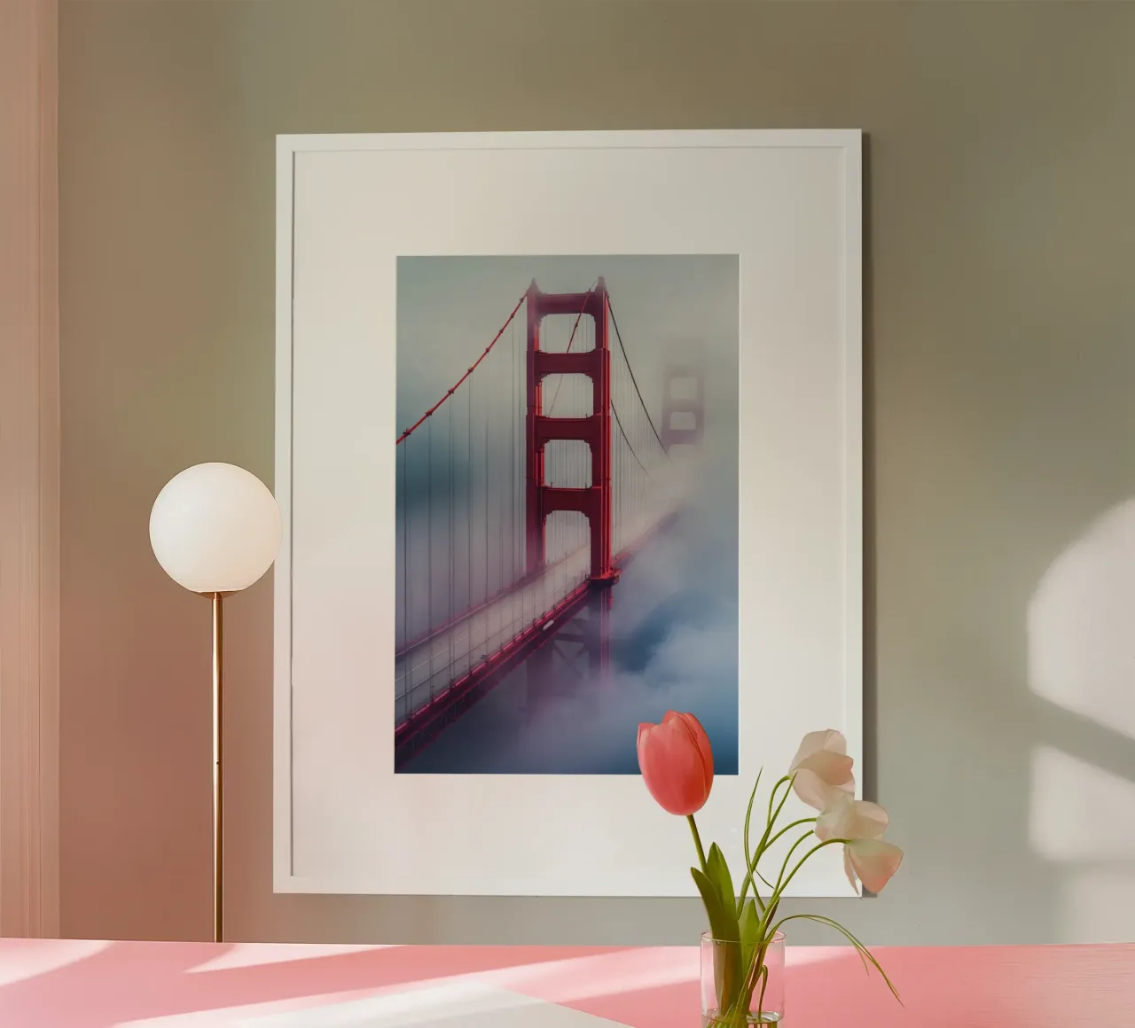 Golden Gate Bridge Cloaked in Mysterious Fog poster da AlbertKlee